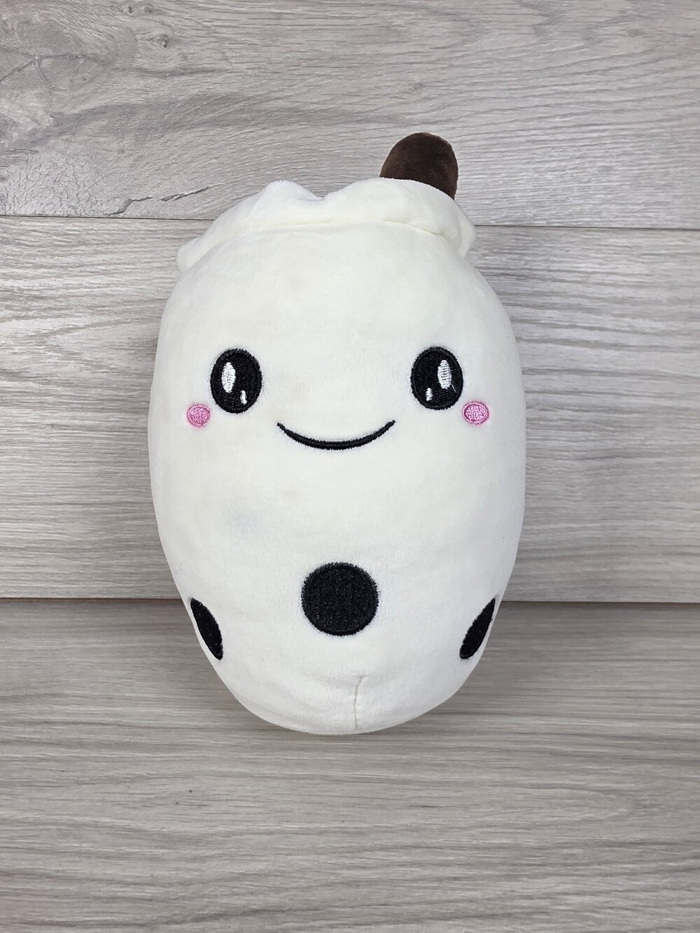 LISSIDOLL Kawaii Boba Plush w Embroidered Face and Brown Straw SU24